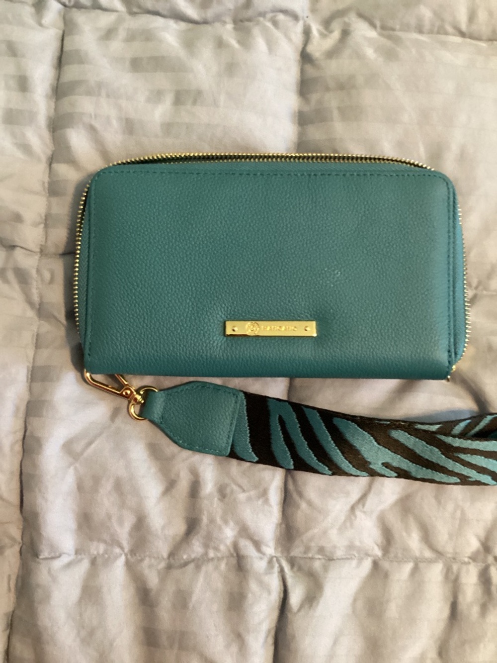 Joy Mangano luxe leather zip around wristlet